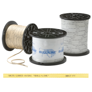 Bull-Line Aramid Pull Tape offers the highest tensile strength per widths along with low elongation. These tapes are also sequentially marked in feet or meters for accurate installation measurements. Bull-Line Aramid Pull Tape is made in the USA.