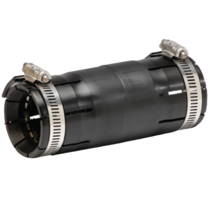 Shur-Lock II is a plastic coupler designed for coupling HDPE & PVC conduit. Can also be used to couple dissimilar conduits such as HDPE to PVC, threaded or non-threaded metal conduit, or fiberglass (FRP) conduit. The coupler features stainless steel band clamps (hand tightened using a 5/16" nut driver) and locking ring. A pre-lubricated O-ring forms an air-tight seal to withstand 125 PSI on 1" - 3" sizes. Also a specialized coupler for use by electrical installers requiring ETL/UL listing.