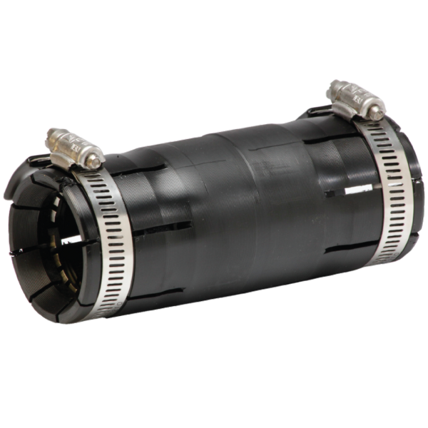 Shur-Lock II is a plastic coupler designed for coupling HDPE & PVC conduit. Can also be used to couple dissimilar conduits such as HDPE to PVC, threaded or non-threaded metal conduit, or fiberglass (FRP) conduit. The coupler features stainless steel band clamps (hand tightened using a 5/16" nut driver) and locking ring. A pre-lubricated O-ring forms an air-tight seal to withstand 125 PSI on 1" - 3" sizes. Also a specialized coupler for use by electrical installers requiring ETL/UL listing.